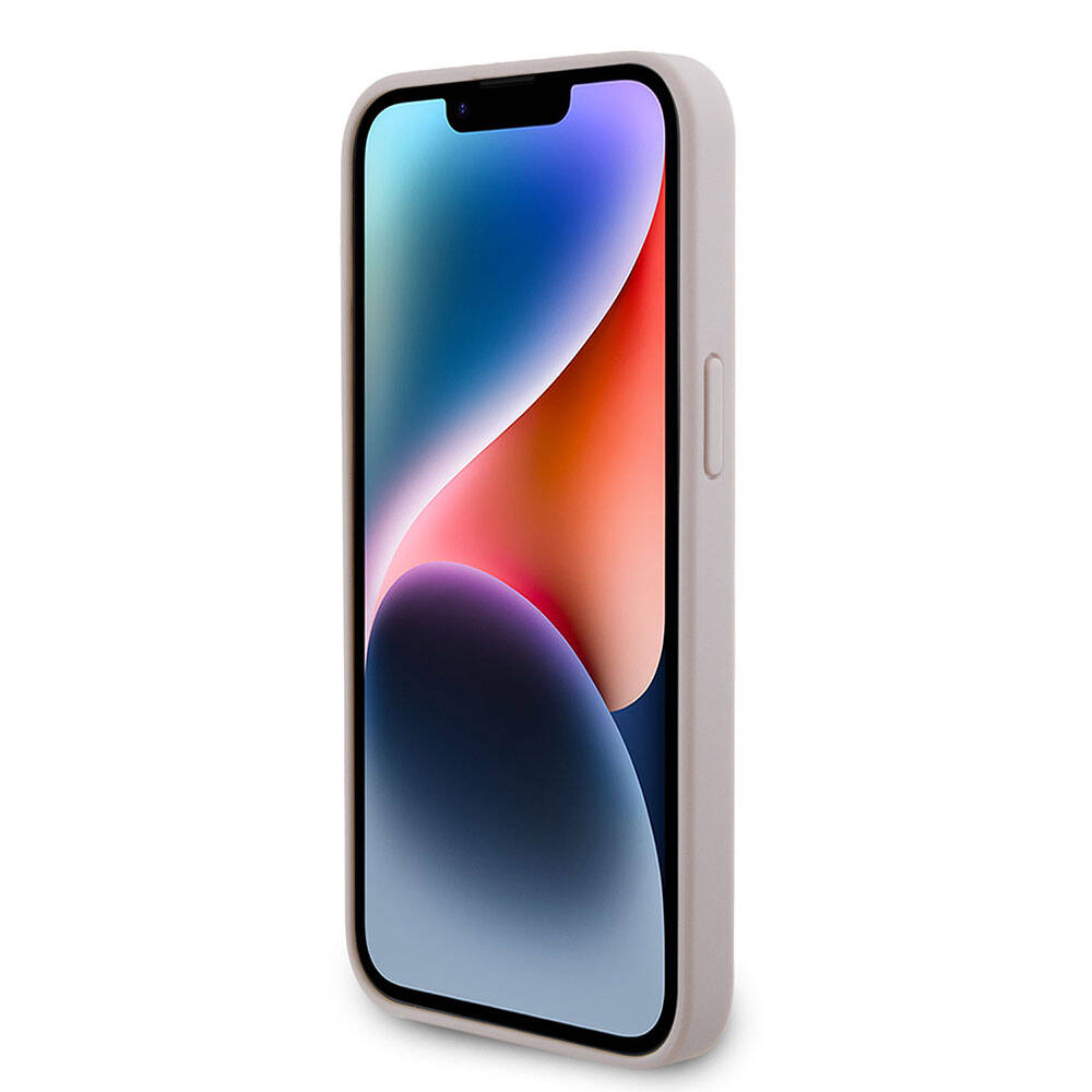 Apple iPhone 15 Pro Max Kılıf Guess Orjinal Lisanslı PU Deri Askılı Taşlı Üçgen Logo 4G Desenli Strass Crossbody Kapak Kahverengi