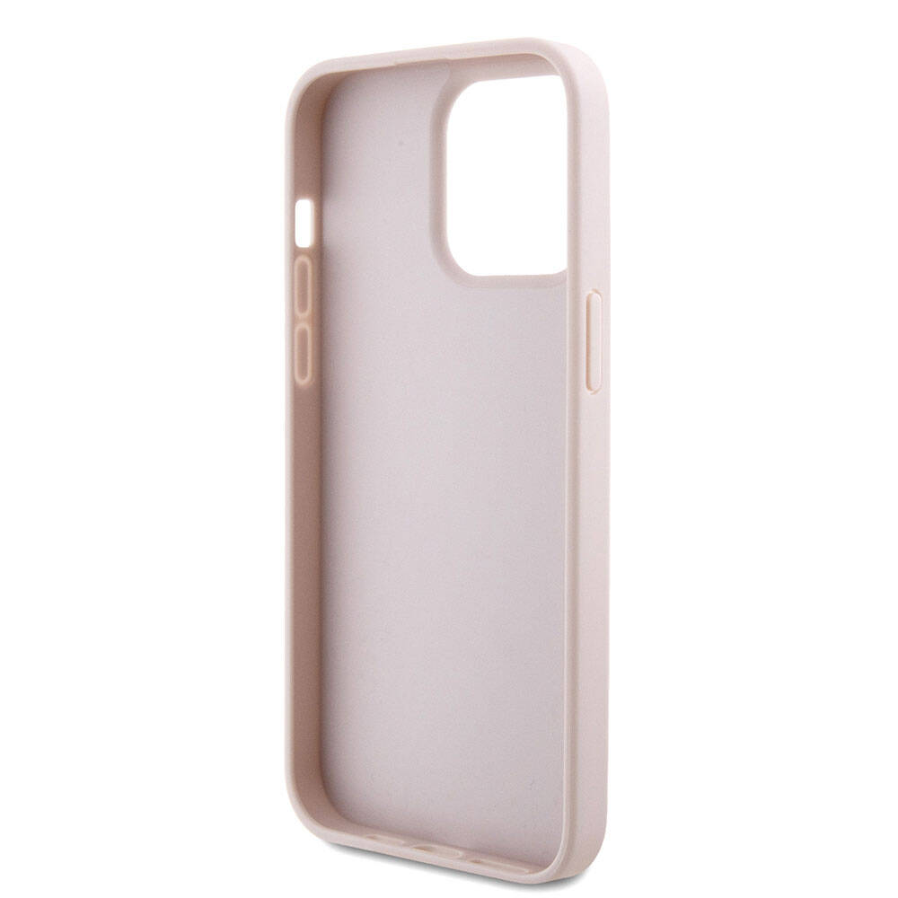 Apple iPhone 15 Pro Max Kılıf Guess Orjinal Lisanslı PU Deri Askılı Taşlı Üçgen Logo 4G Desenli Strass Crossbody Kapak Siyah