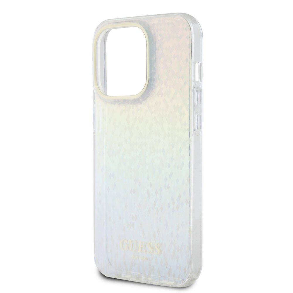 Apple iPhone 15 Pro Max Kılıf Guess Orjinal Lisanslı Yazı Logolu Mirror Disco Kapak Mor