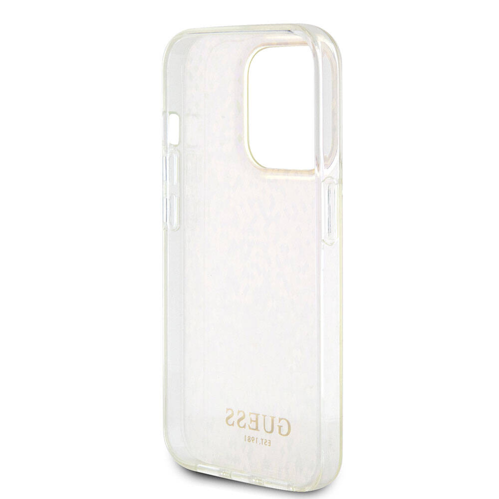 Apple iPhone 15 Pro Max Kılıf Guess Orjinal Lisanslı Yazı Logolu Mirror Disco Kapak Mor