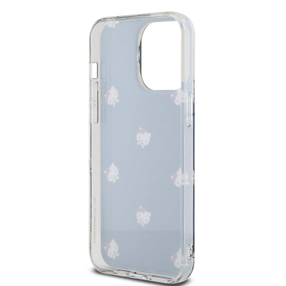 Apple iPhone 15 Pro Max Kılıf Hello Kitty Orjinal Lisanslı Elektroplating Kaplama Kabarcık Baskılı Kapak Siyah