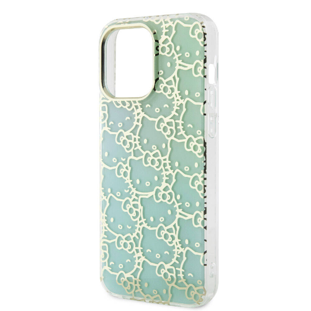 Apple iPhone 15 Pro Max Kılıf Hello Kitty Orjinal Lisanslı Renk Geçişli Elektroplating Kaplama Kitty Head Desenli Kapak Pembe