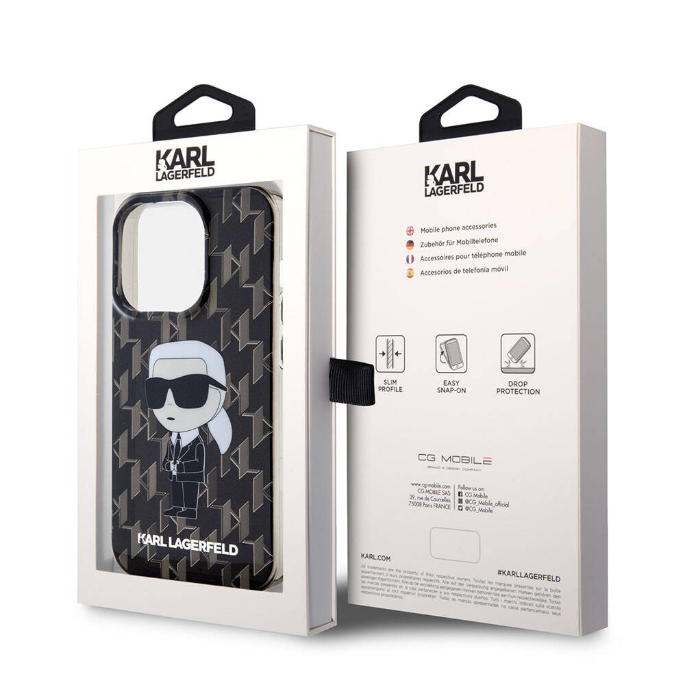 Apple iPhone 15 Pro Max Kılıf Karl Lagerfeld IML İkonik Monogram Orjinal Lisanslı Kapak Renksiz