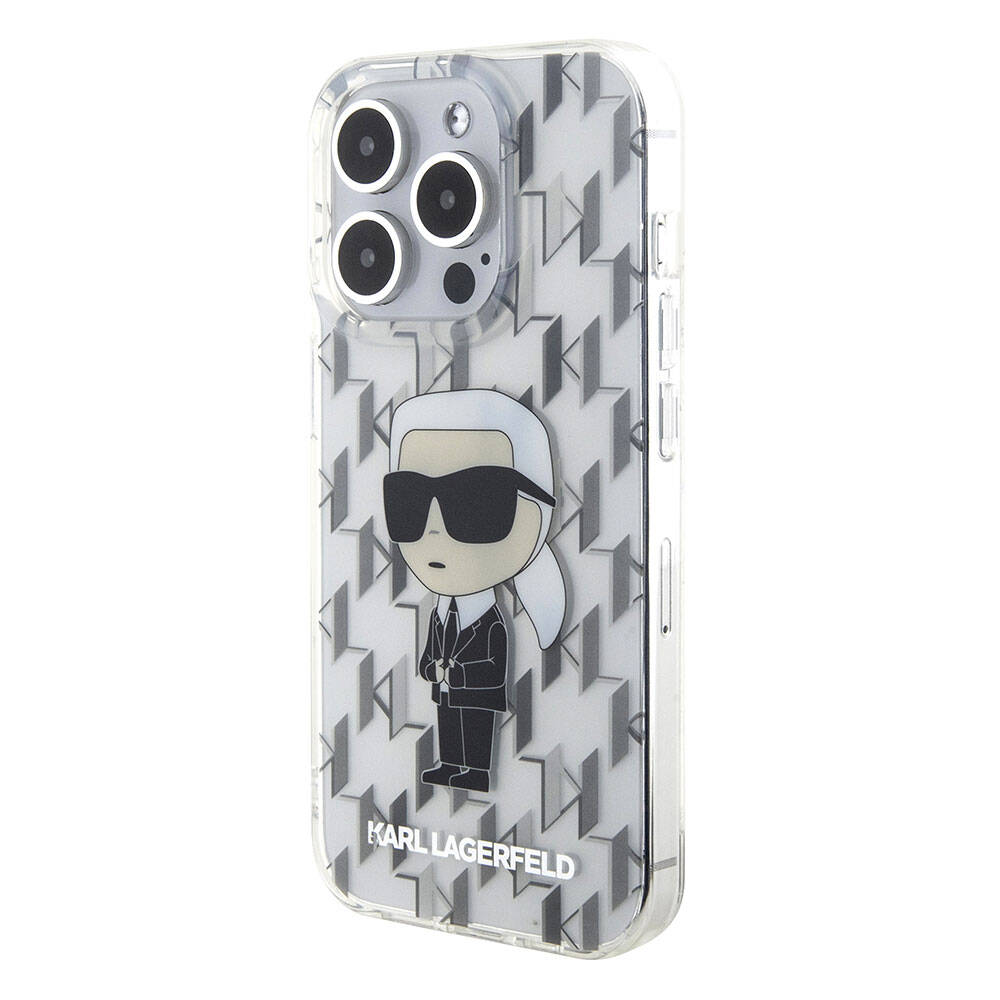 Apple iPhone 15 Pro Max Kılıf Karl Lagerfeld IML İkonik Monogram Orjinal Lisanslı Kapak Renksiz