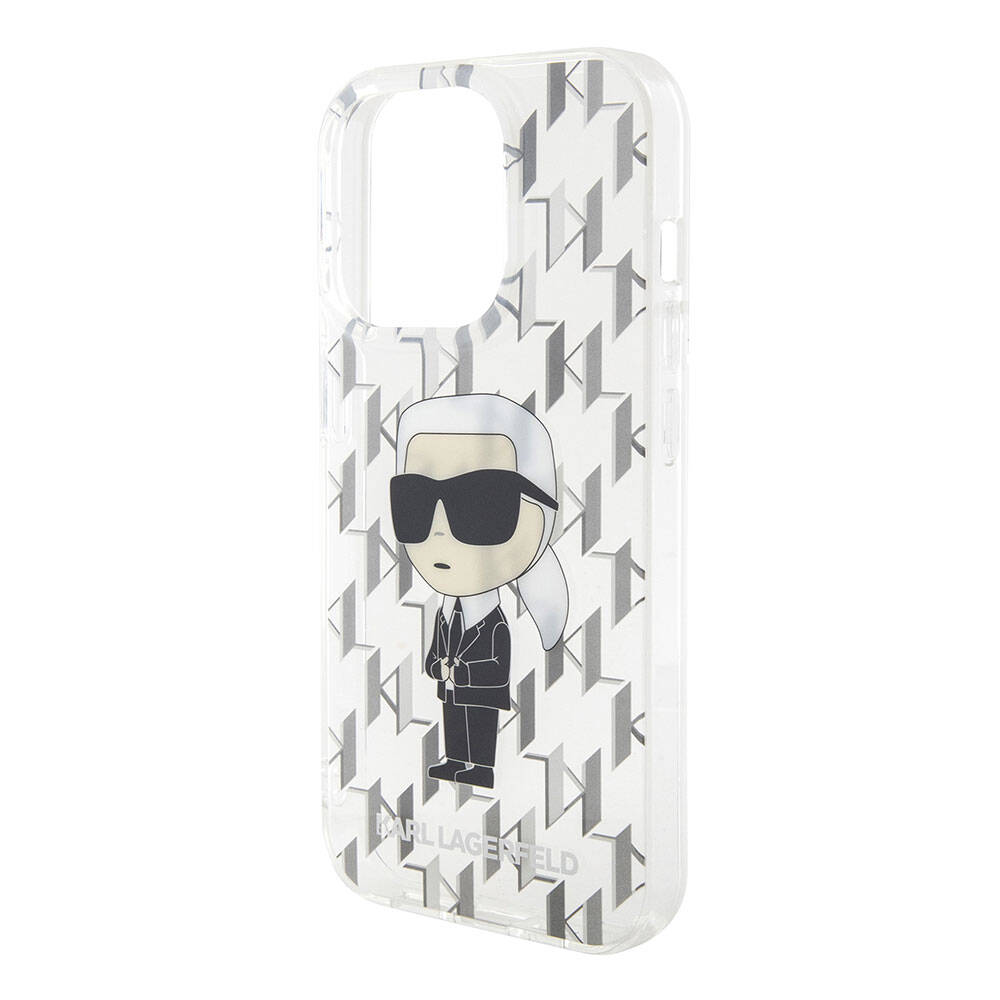 Apple iPhone 15 Pro Max Kılıf Karl Lagerfeld IML İkonik Monogram Orjinal Lisanslı Kapak Renksiz