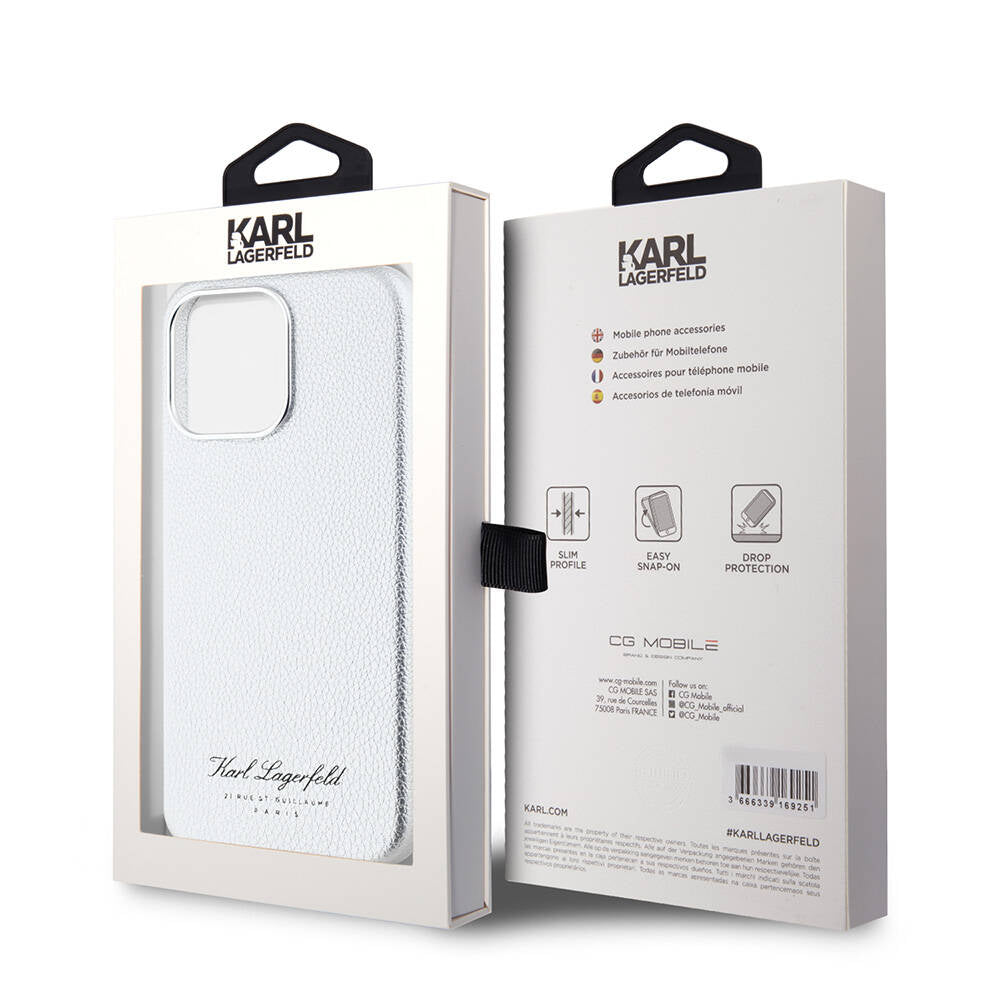 Apple iPhone 15 Pro Max Kılıf Karl Lagerfeld Orjinal Lisanslı KL Yazılı Hotel Kapak Siyah
