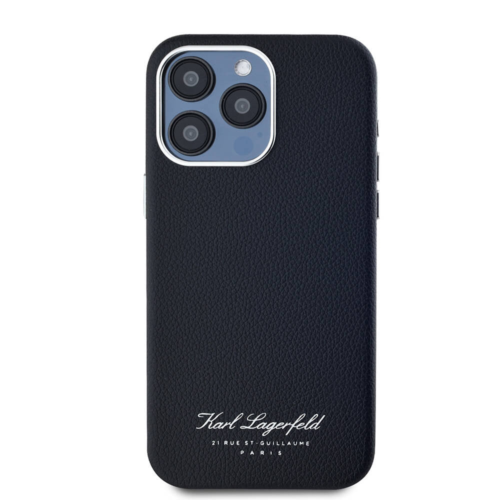 Apple iPhone 15 Pro Max Kılıf Karl Lagerfeld Orjinal Lisanslı KL Yazılı Hotel Kapak Siyah