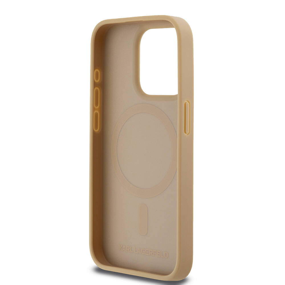 Apple iPhone 15 Pro Max Kılıf Karl Lagerfeld Orjinal Lisanslı M-safe Şarj Özellikli KL Yazılı Hot Stamp Kapak Siyah