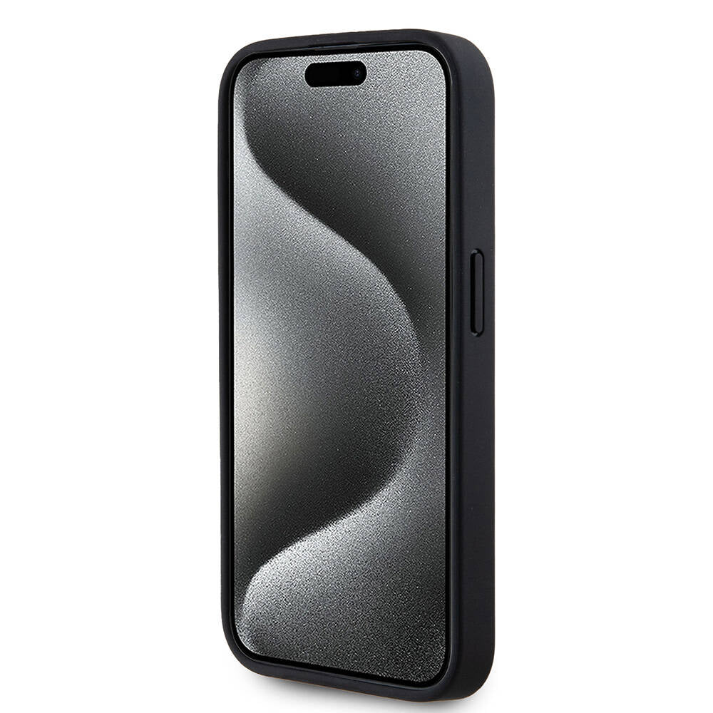 Apple iPhone 15 Pro Max Kılıf Karl Lagerfeld Orjinal Lisanslı M-safe Şarj Özellikli KL Yazılı Hot Stamp Kapak Siyah