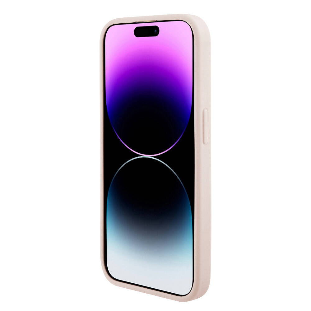 Apple iPhone 15 Pro Max Kılıf Karl Lagerfeld Orjinal Lisanslı Metal Yazı Logolu Dikişli Logo Arka Yüzey Kapitone Kapak Siyah