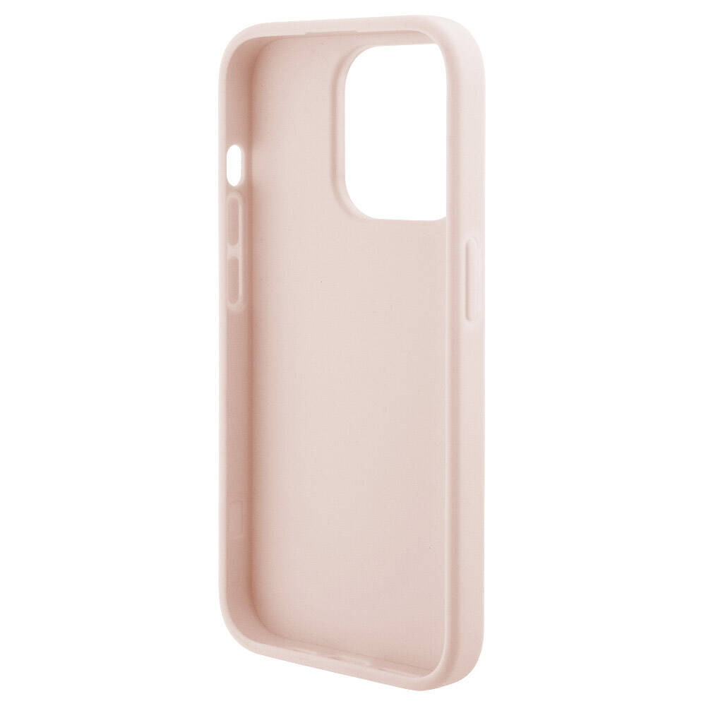 Apple iPhone 15 Pro Max Kılıf Karl Lagerfeld Orjinal Lisanslı Metal Yazı Logolu Dikişli Logo Arka Yüzey Kapitone Kapak Siyah