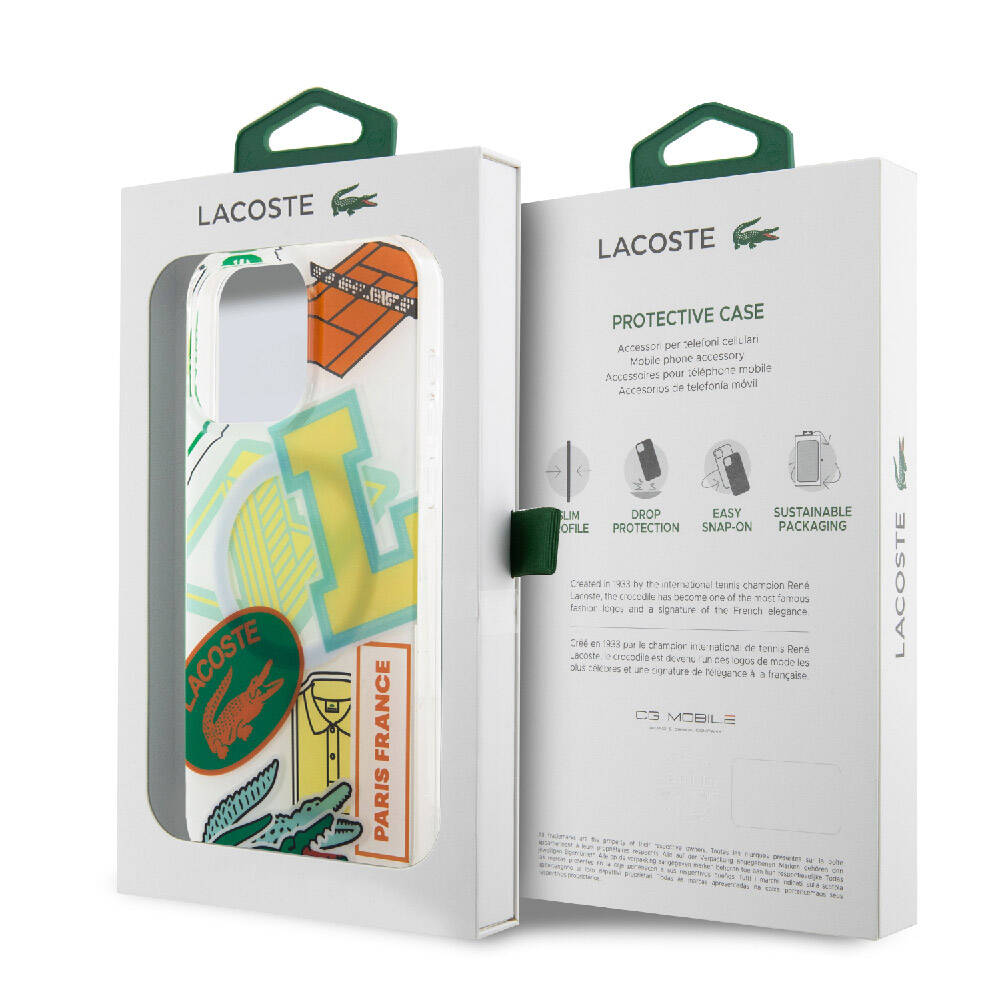 Apple iPhone 15 Pro Max Kılıf Lacoste Orjinal Lisanslı M-safe Şarj Özellikli Çift Katmanlı Yamalar Desenli Kapak Yeşil