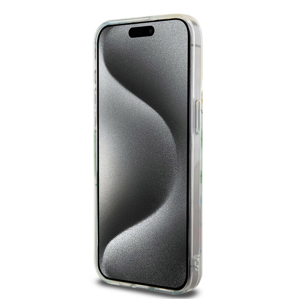 Apple iPhone 15 Pro Max Kılıf Lacoste Orjinal Lisanslı M-safe Şarj Özellikli Çift Katmanlı Yamalar Desenli Kapak Mavi