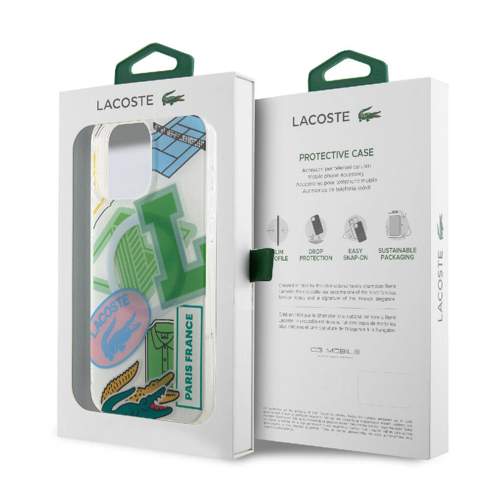 Apple iPhone 15 Pro Max Kılıf Lacoste Orjinal Lisanslı M-safe Şarj Özellikli Çift Katmanlı Yamalar Desenli Kapak Yeşil