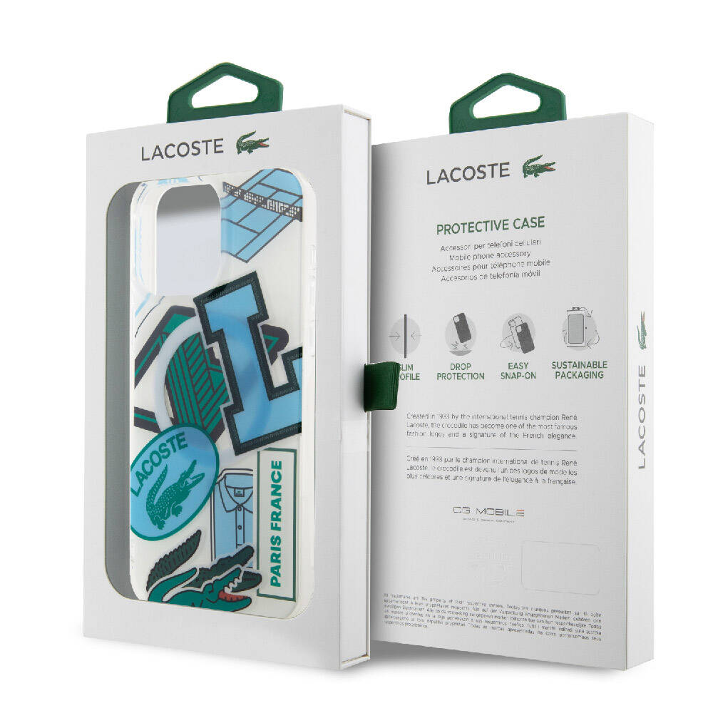 Apple iPhone 15 Pro Max Kılıf Lacoste Orjinal Lisanslı M-safe Şarj Özellikli Çift Katmanlı Yamalar Desenli Kapak Yeşil