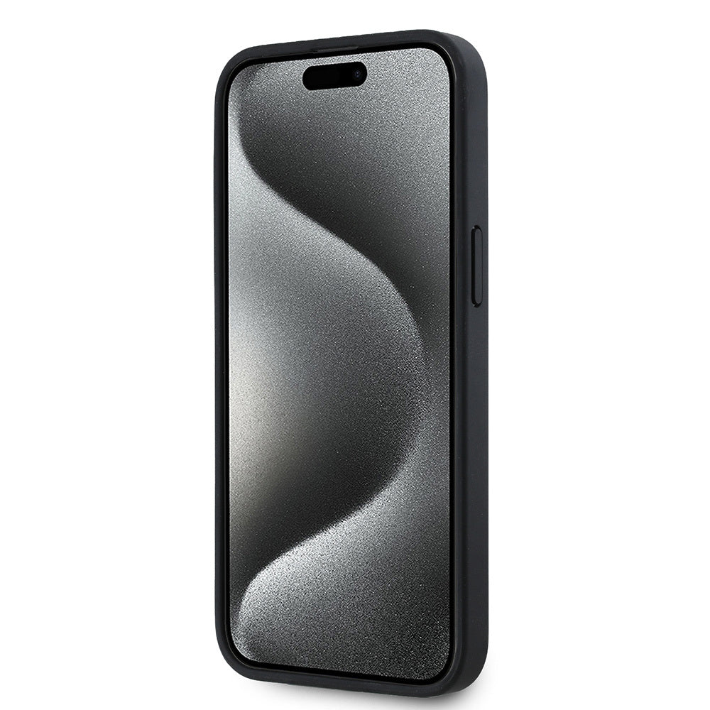 Apple iPhone 15 Pro Max Kılıf Lacoste Orjinal Lisanslı M-safe Şarj Özellikli Mono Vintage Logo Kapak Siyah