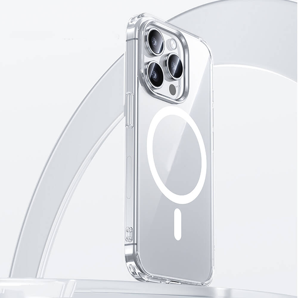 Apple iPhone 15 Pro Max Kılıf M-safe Şarj Özellikli Airbagli Şeffaf Benks LucentPro Serisi Kapak Şeffaf