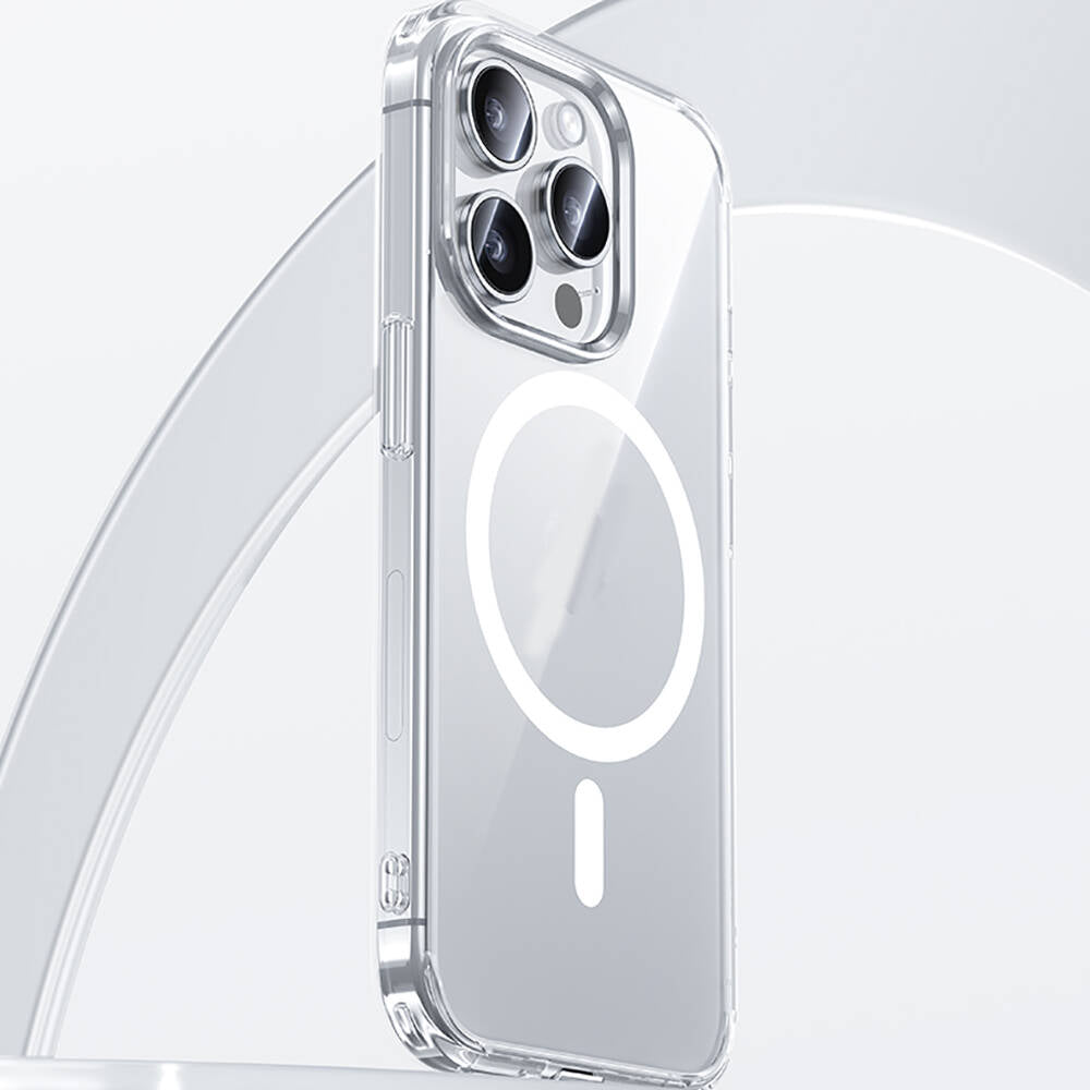 Apple iPhone 15 Pro Max Kılıf M-safe Şarj Özellikli Airbagli Şeffaf Benks LucentPro Serisi Kapak Şeffaf