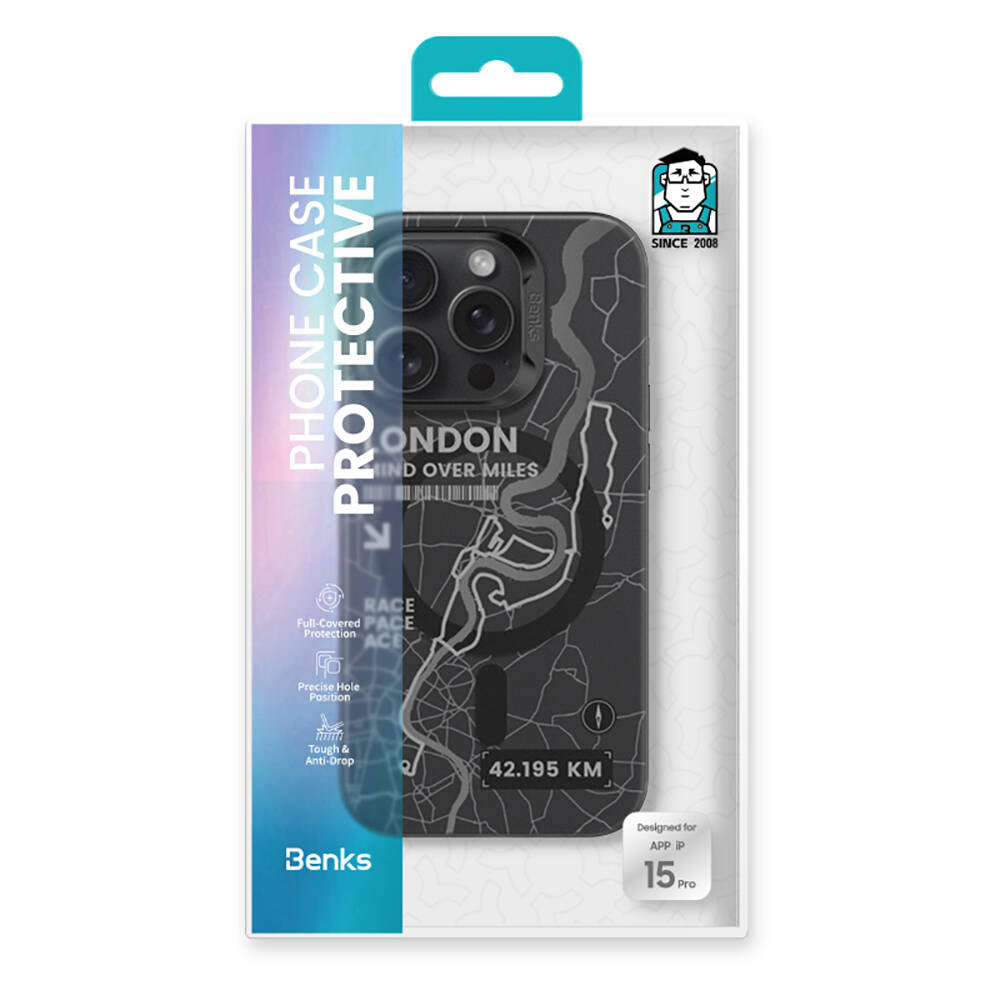 Apple iPhone 15 Pro Max Kılıf M-safe Şarj Özellikli Benks City Serisi Kapak Siyah