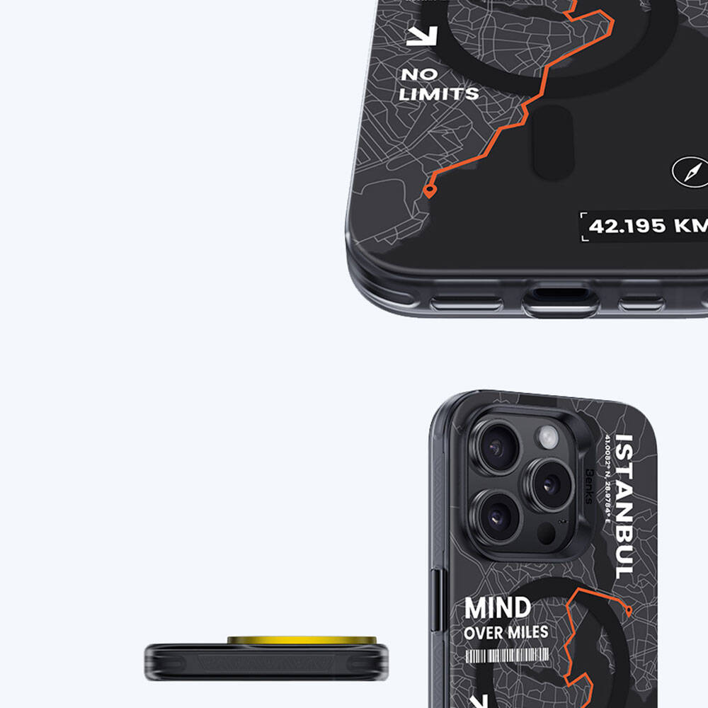Apple iPhone 15 Pro Max Kılıf M-safe Şarj Özellikli Benks City Serisi Kapak Siyah