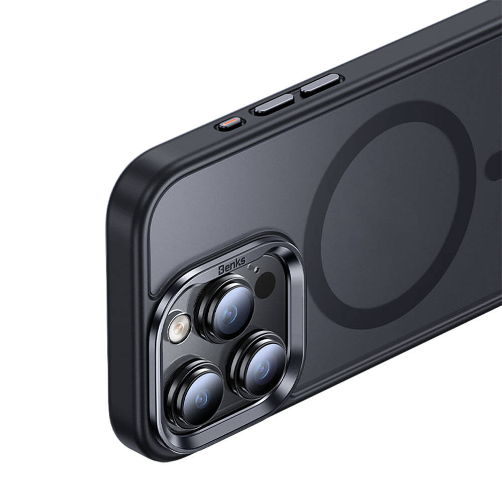 Apple iPhone 15 Pro Max Kılıf M-safe Şarj Özellikli Benks Mist Protective Kapak Gri