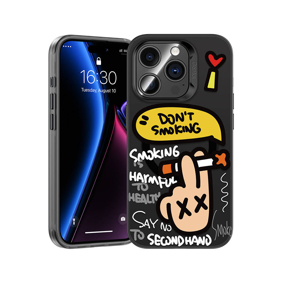 Apple iPhone 15 Pro Max Kılıf M-safe Şarj Özellikli Benks No Smoking Kapak Siyah