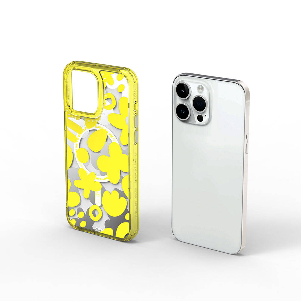 Apple iPhone 15 Pro Max Kılıf M-safe Şarj Özellikli Boya Desenli Wiwu Fluorescent G Serisi Kapak Mor