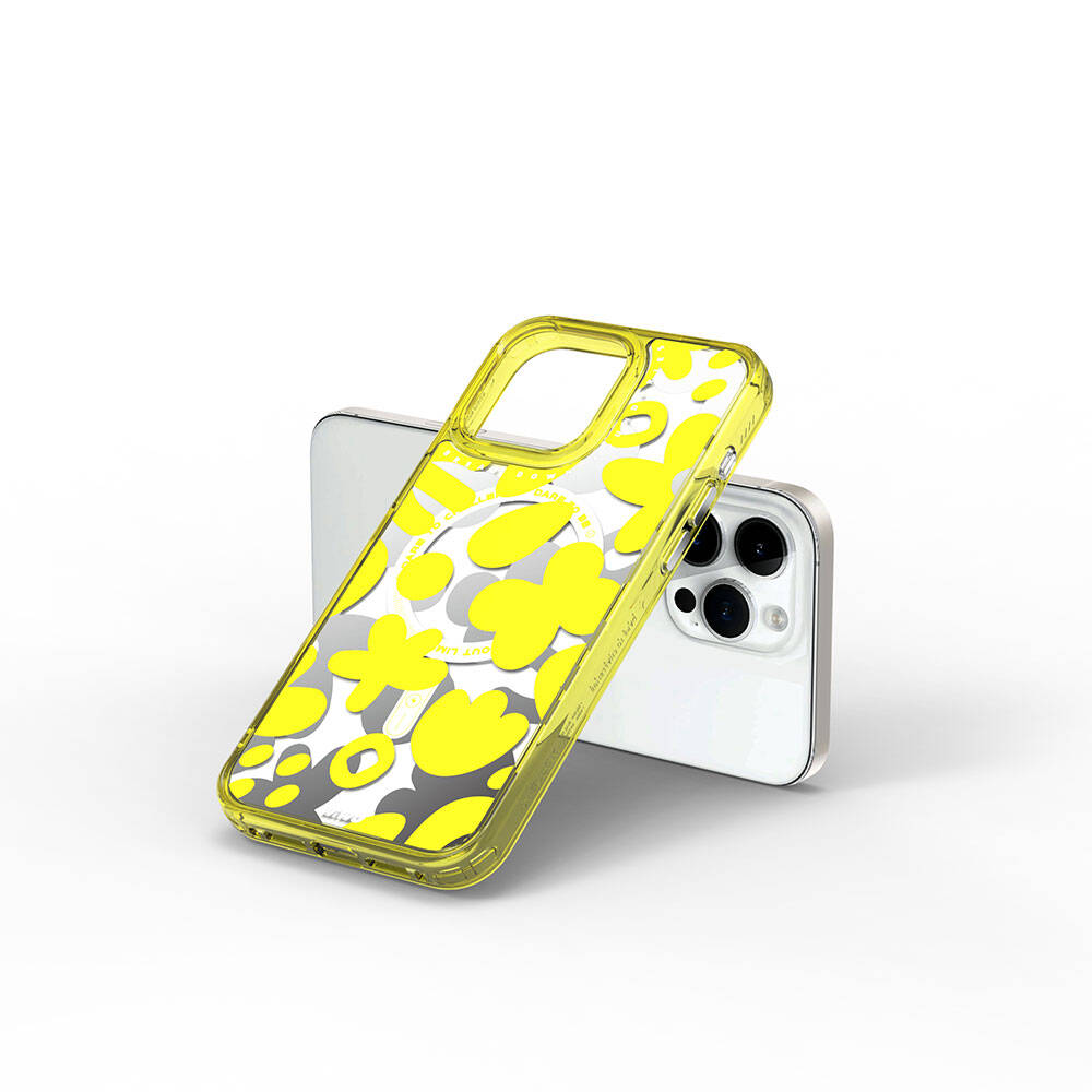 Apple iPhone 15 Pro Max Kılıf M-safe Şarj Özellikli Boya Desenli Wiwu Fluorescent G Serisi Kapak Turuncu