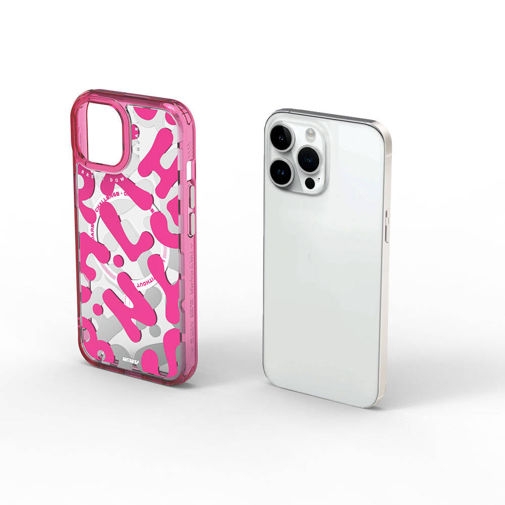 Apple iPhone 15 Pro Max Kılıf M-safe Şarj Özellikli Boya Desenli Wiwu Fluorescent G Serisi Kapak Turuncu