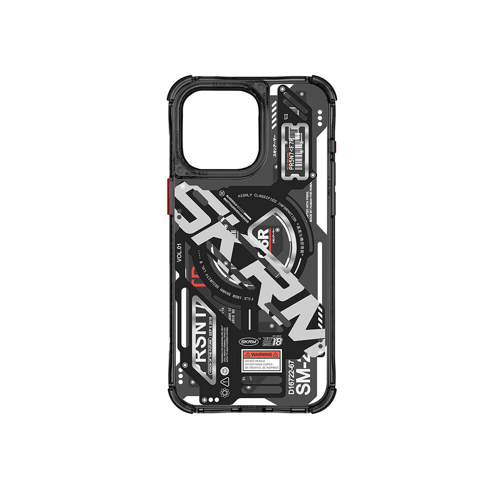 Apple iPhone 15 Pro Max Kılıf M-safe Şarj Özellikli Katmanlı Makine Temalı SkinArma Ekho Kapak Renksiz