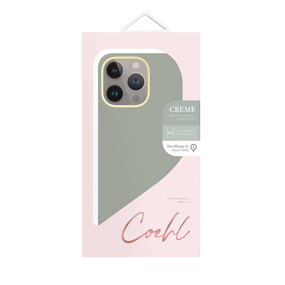 Apple iPhone 15 Pro Max Kılıf M-safe Şarj Özellikli Soft Pürüzsüz Yüzey Askı İpli Coehl Creme Kapak Krem