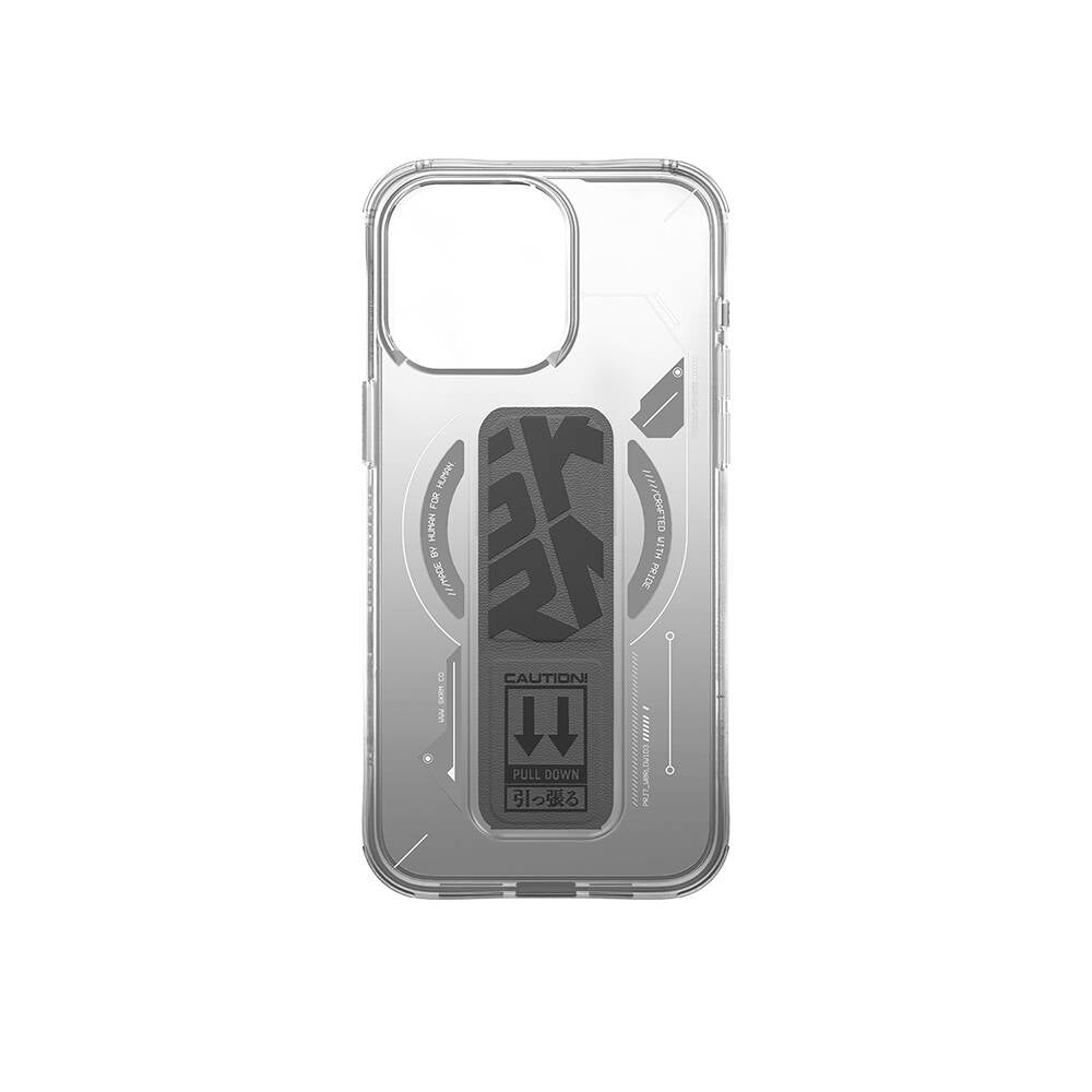 Apple iPhone 15 Pro Max Kılıf M-safe Şarj Özellikli Teknoloji Desenli Standlı Skinarma Helio Kapak Gri