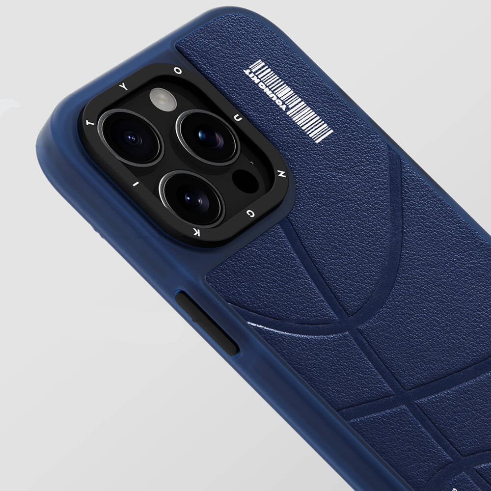 Apple iPhone 15 Pro Max Kılıf M-safe Şarj Özellikli Youngkit Backboard Serisi Leather Kapak Mavi