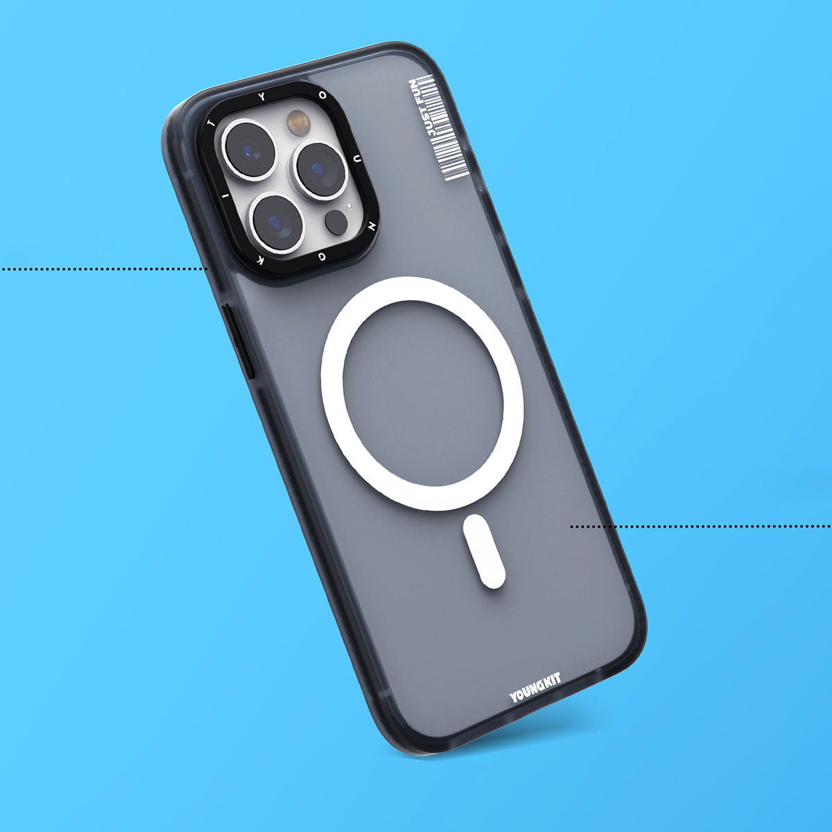 Apple iPhone 15 Pro Max Kılıf M-safe Şarj Özellikli Youngkit Colored Sand Serisi Kapak Siyah