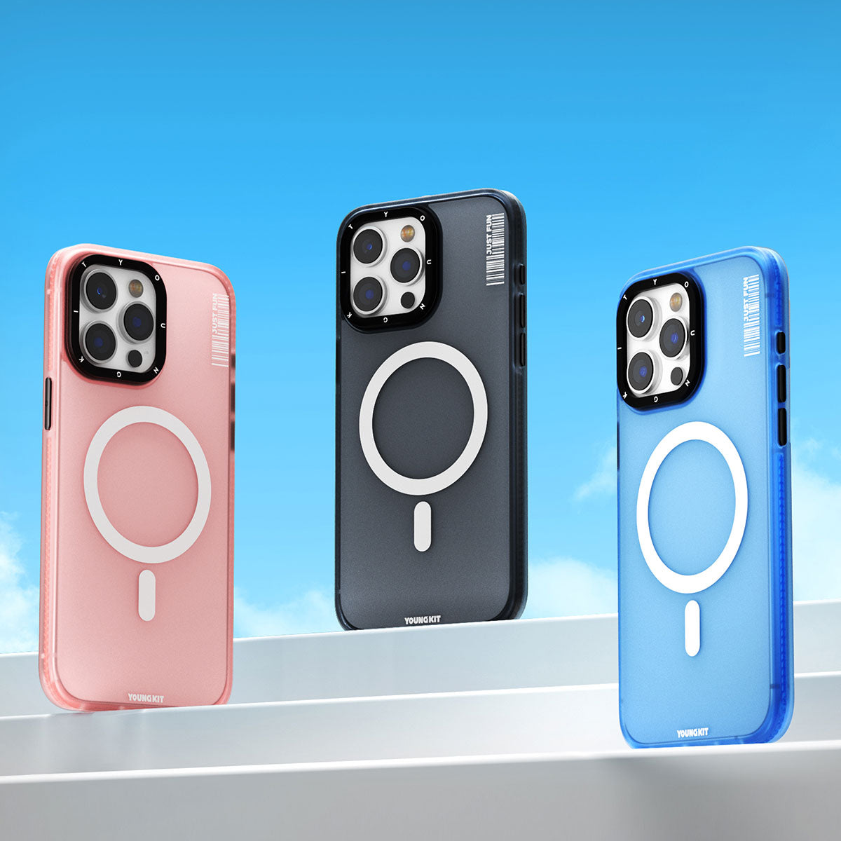 Apple iPhone 15 Pro Max Kılıf M-safe Şarj Özellikli Youngkit Colored Sand Serisi Kapak Pembe