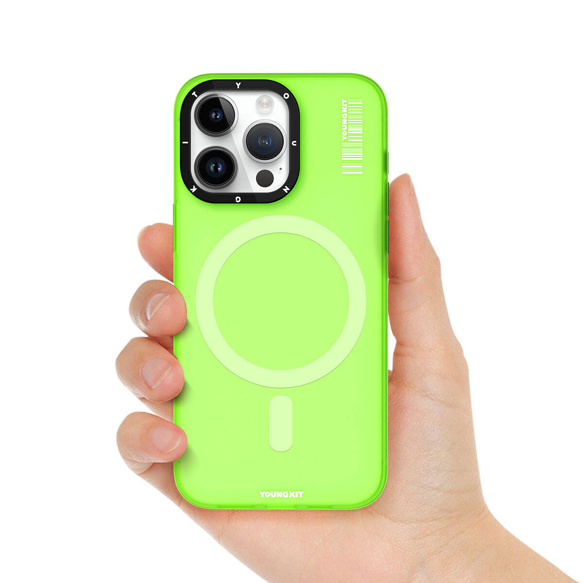 Apple iPhone 15 Pro Max Kılıf M-safe Şarj Özellikli Youngkit Hidden Sand Serisi Kapak Pembe