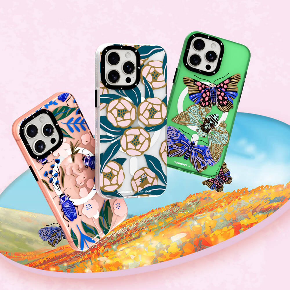 Apple iPhone 15 Pro Max Kılıf M-safe Şarj Özellikli YoungKit Huagu Serisi Kapak Pembe