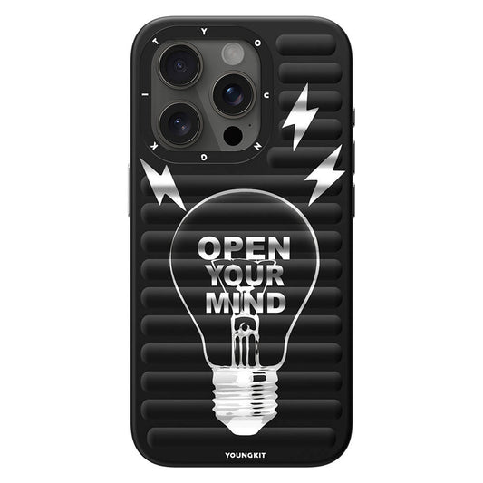 Apple iPhone 15 Pro Max Kılıf M-safe Şarj Özellikli Youngkit Open Mind Serisi Kapak Siyah