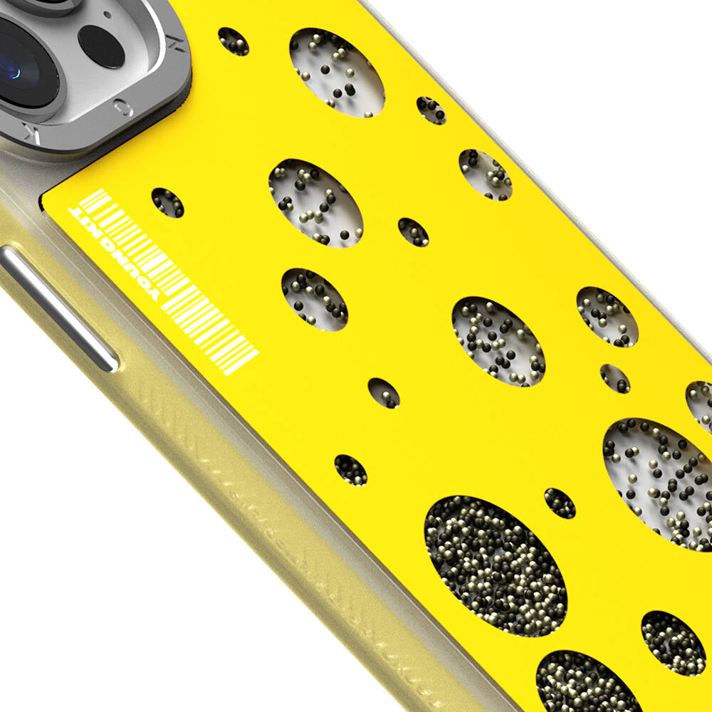 Apple iPhone 15 Pro Max Kılıf M-safe Şarj Özellikli Youngkit Quicksand Beads Serisi Kapak Kırmızı