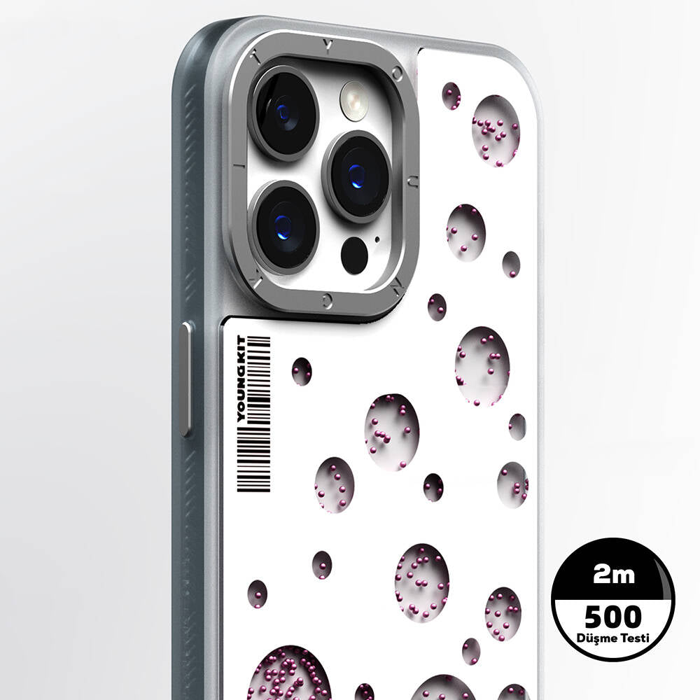 Apple iPhone 15 Pro Max Kılıf M-safe Şarj Özellikli Youngkit Quicksand Beads Serisi Kapak Kırmızı