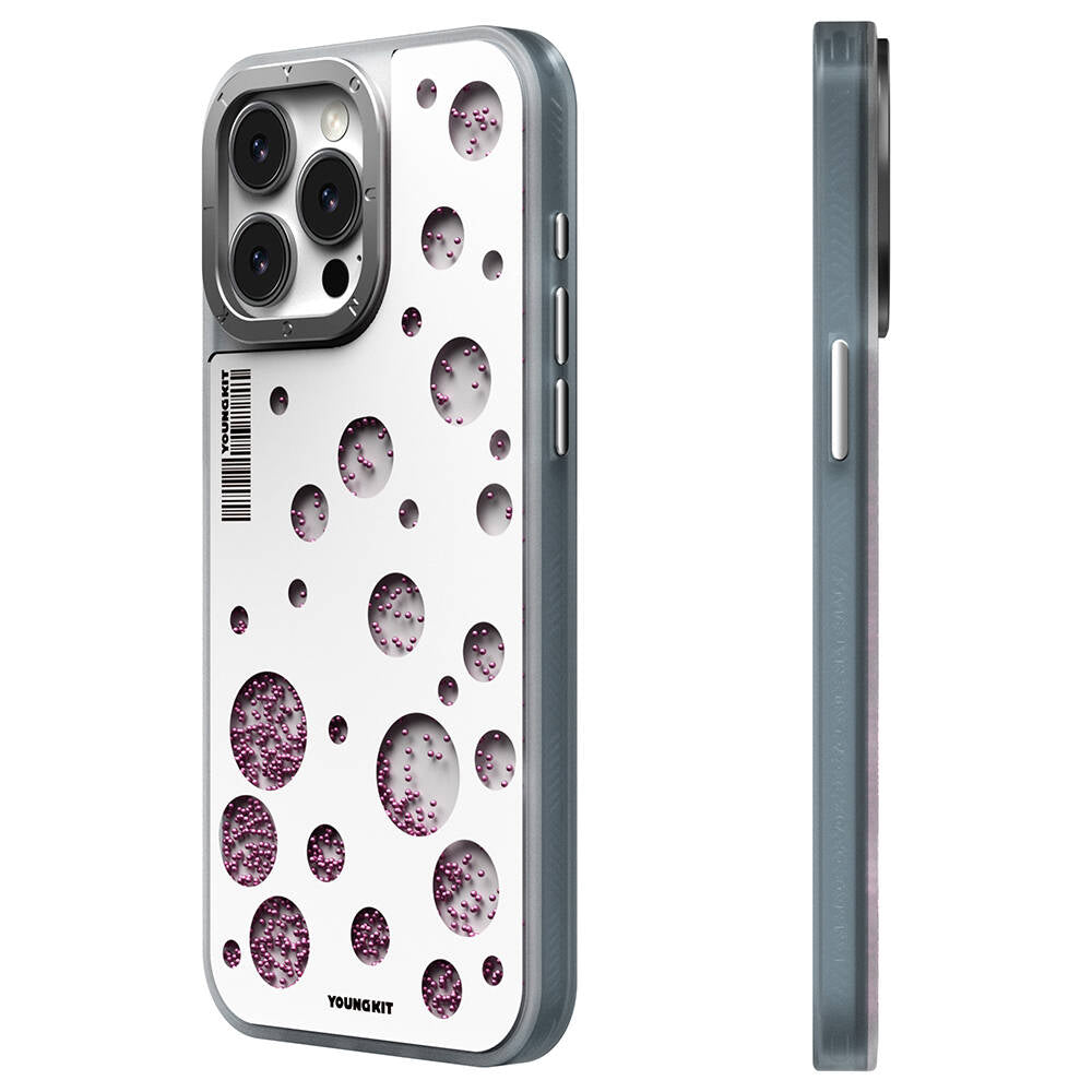 Apple iPhone 15 Pro Max Kılıf M-safe Şarj Özellikli Youngkit Quicksand Beads Serisi Kapak Kırmızı