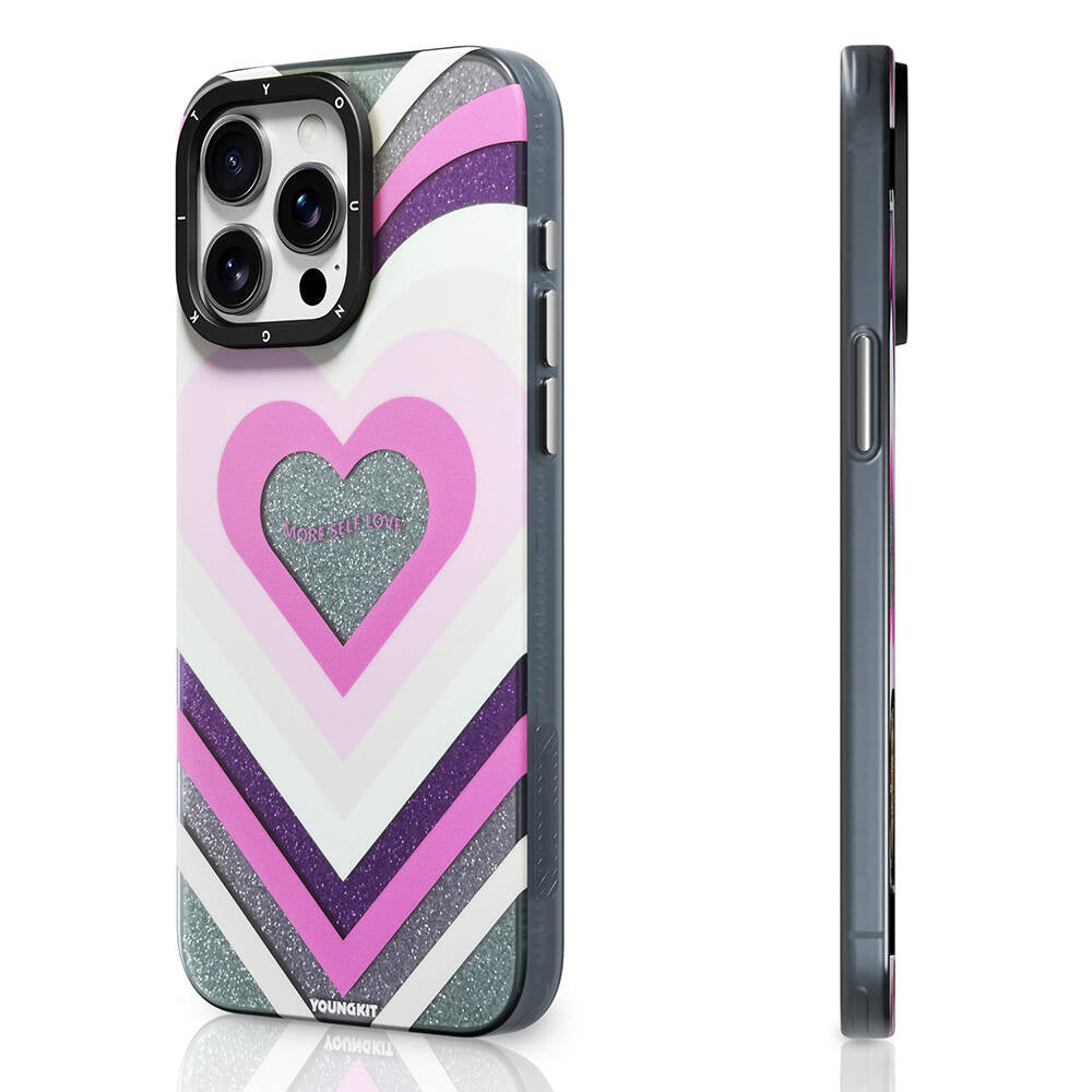 Apple iPhone 15 Pro Max Kılıf M-safe Şarj Özellikli Youngkit Star Dazzle Serisi Kapak Pembe