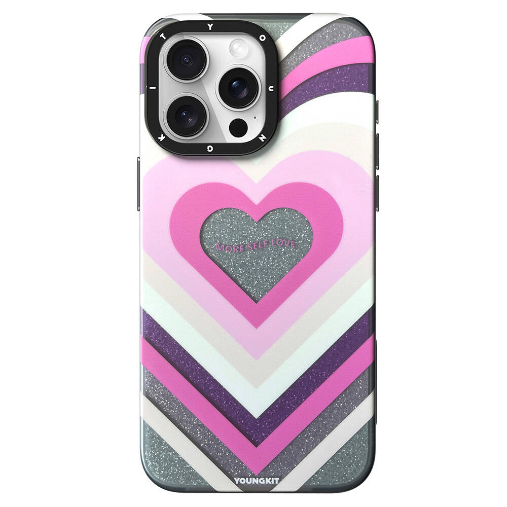 Apple iPhone 15 Pro Max Kılıf M-safe Şarj Özellikli Youngkit Star Dazzle Serisi Kapak Pembe