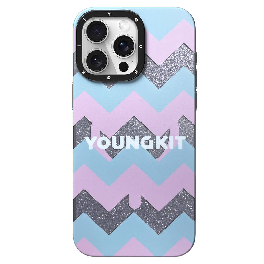 Apple iPhone 15 Pro Max Kılıf M-safe Şarj Özellikli Youngkit Star Dazzle Serisi Kapak Pembe