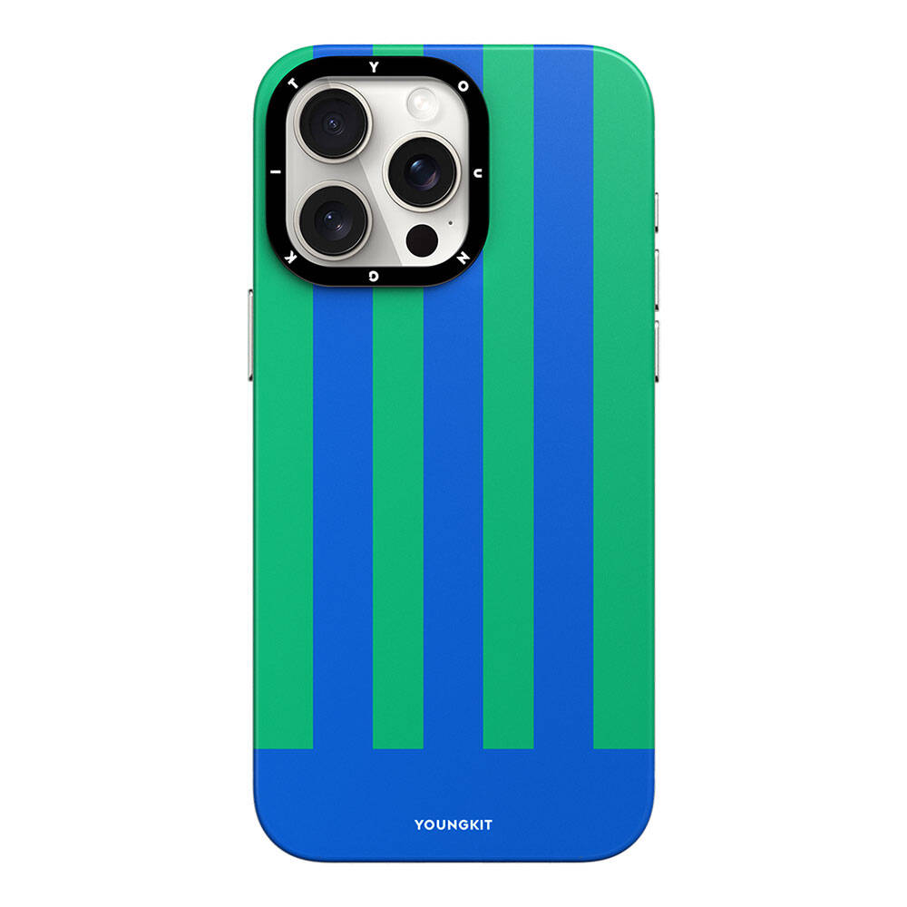 Apple iPhone 15 Pro Max Kılıf M-safe Şarj Özellikli Youngkit Striped Piano Keys Serisi Kapak Mavi