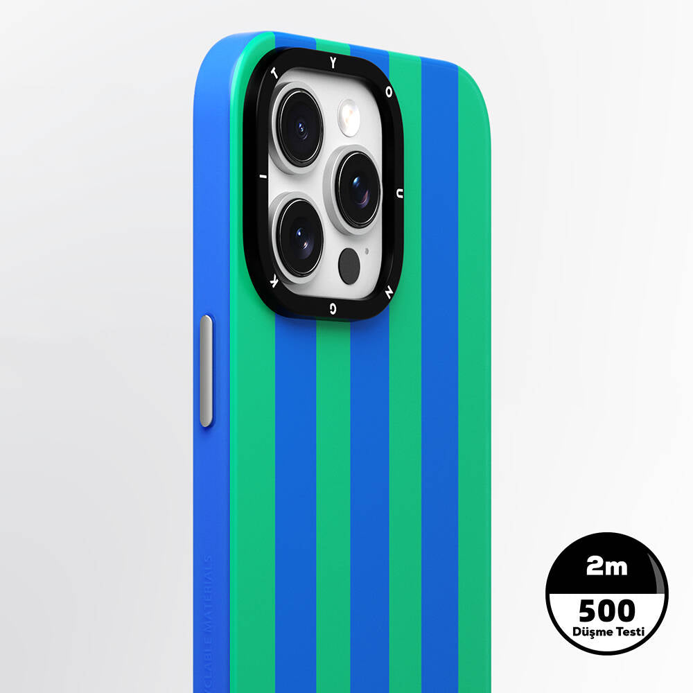 Apple iPhone 15 Pro Max Kılıf M-safe Şarj Özellikli Youngkit Striped Piano Keys Serisi Kapak Mavi