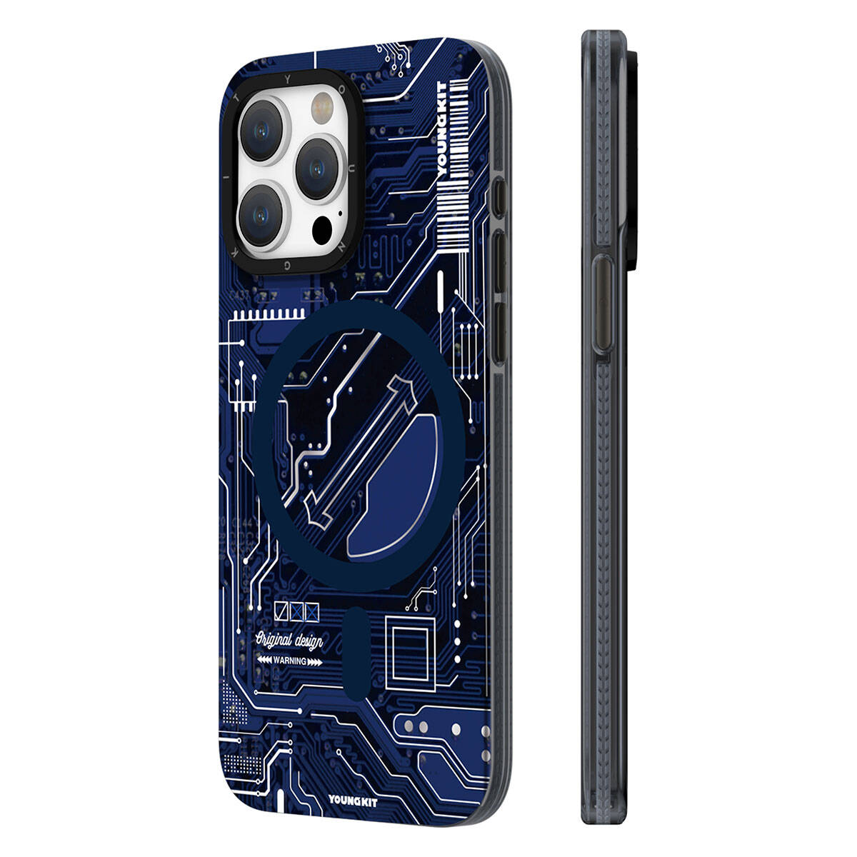 Apple iPhone 15 Pro Max Kılıf M-safe Şarj Özellikli YoungKit Technology Serisi Kapak Lacivert