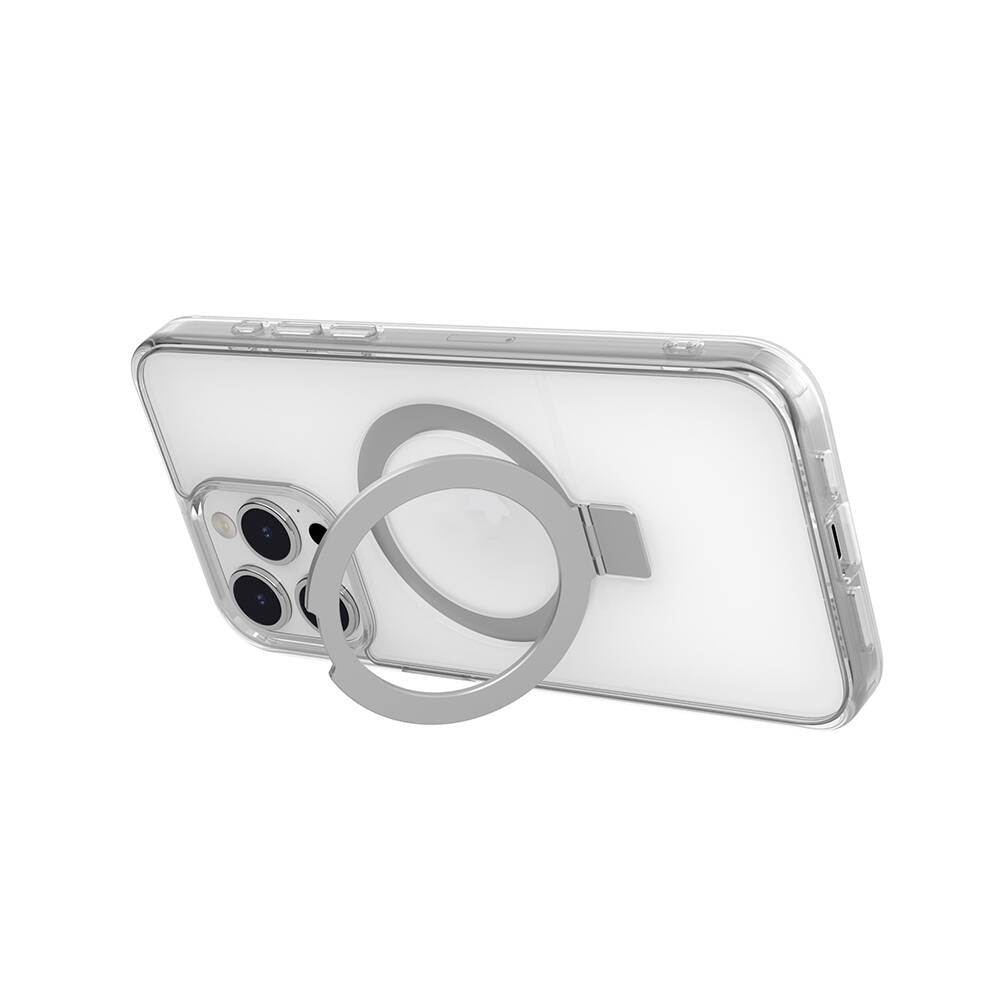 Apple iPhone 15 Pro Max Kılıf M-safe Şarj Özellikli Yüzük Standlı Lisanslı Switcheasy Magstand-M Kapak Renksiz
