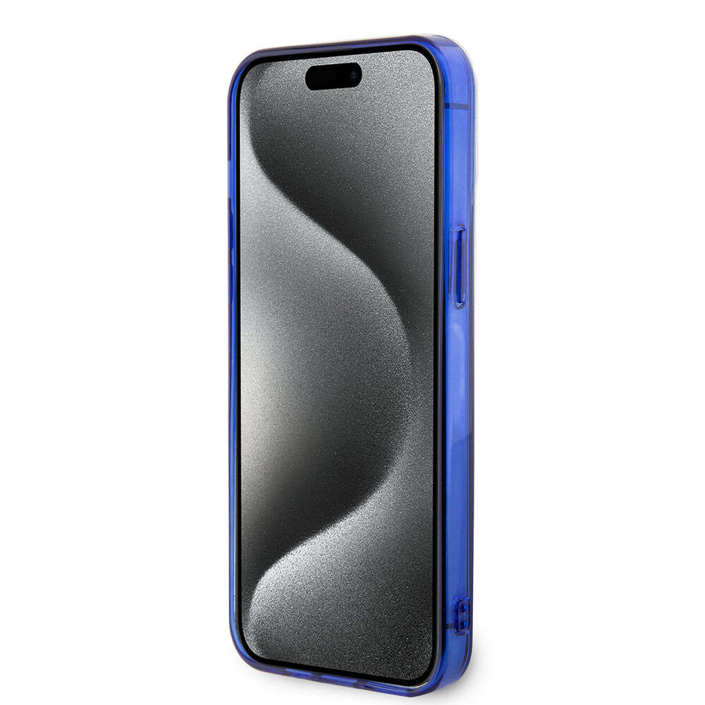 Apple iPhone 15 Pro Max Kılıf Mercedes Benz Orjinal Lisanslı M-safe Şarj Özellikli Çift Katmanlı Mavi Yıldız Desenli Kapak Mavi