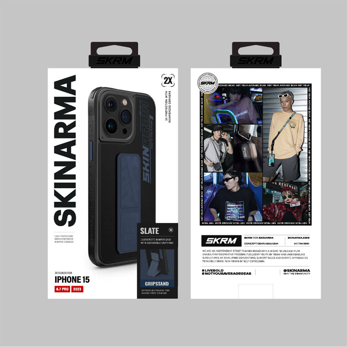 Apple iPhone 15 Pro Max Kılıf SkinArma Standlı Deri Görünümlü Slate Kapak Turuncu